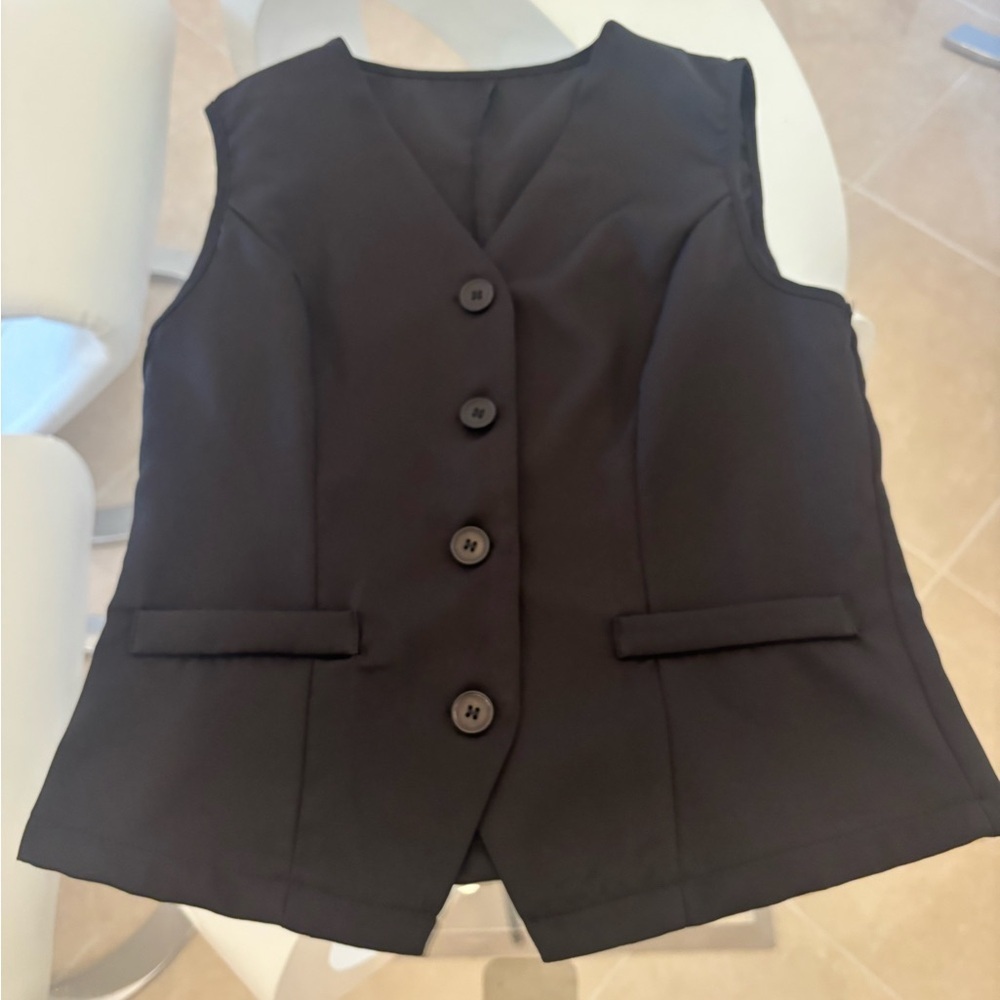 Black Button-Up Vest . Brand New .